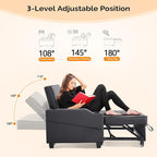 VINGLI Black Futon Sofa Bed Convertible Loveseat Sleeper Couch, Faux Leather - Image 5