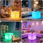 20-in LED Cube Chair, Dimmable RGB Color Changing Light Cubes w/Remote - Image 2