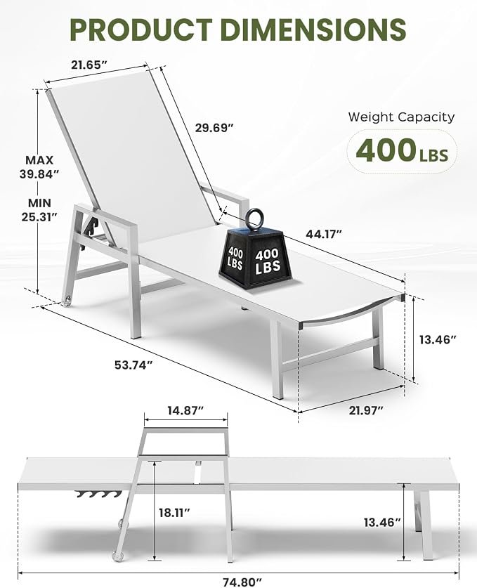 Vexwalx Patio Chaise Lounge Outdoor - Image 2
