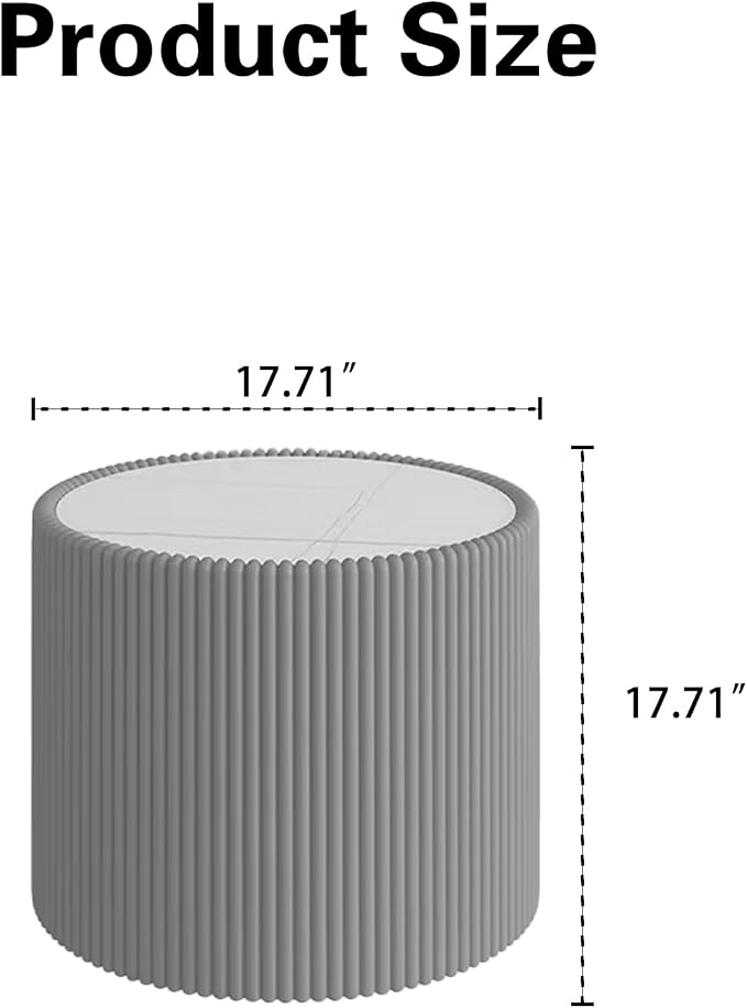 Marble Round Side Table, 17.71" Fluted End Table - Image 2