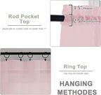 Blush Sheer Curtain 90 Inches Long 2 Panels Set, Solid Filmy Drapes - Image 3
