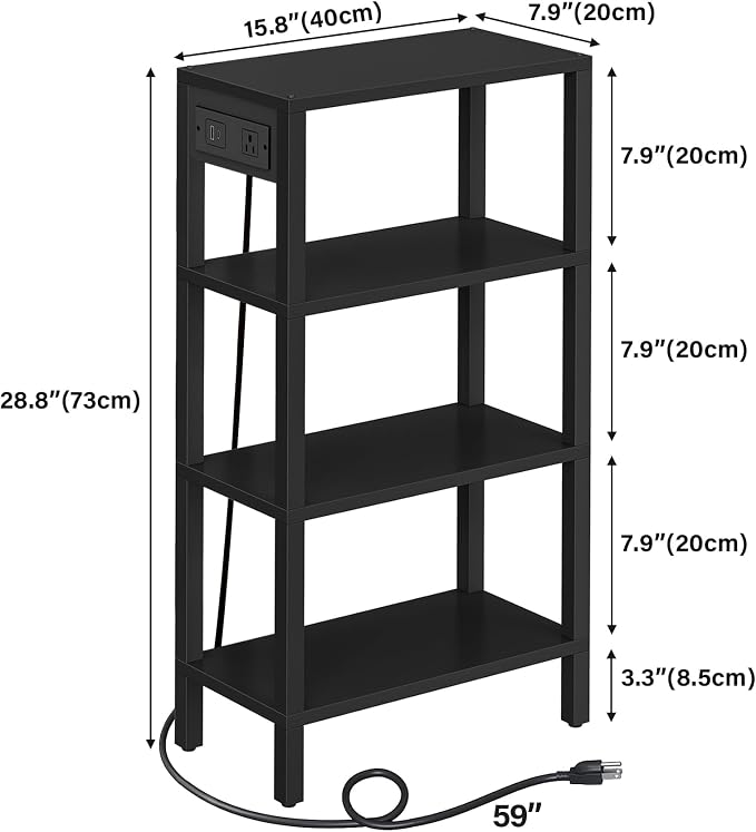 TUTOTAK Narrow Side Table with Charging Station, Small End Table with USB Ports - Image 3