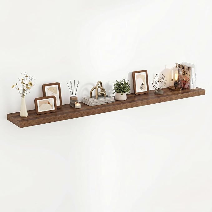 Acovy 72 Inch Floating Shelves, 3D Textured Wood Grain, Wooden Shelves by Acovy