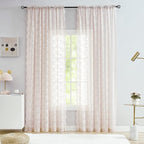 YJ YANJUN Vintage Lace Curtains 72 inchLength Romantic Flowers Sheer Pink Lacy - Image 2