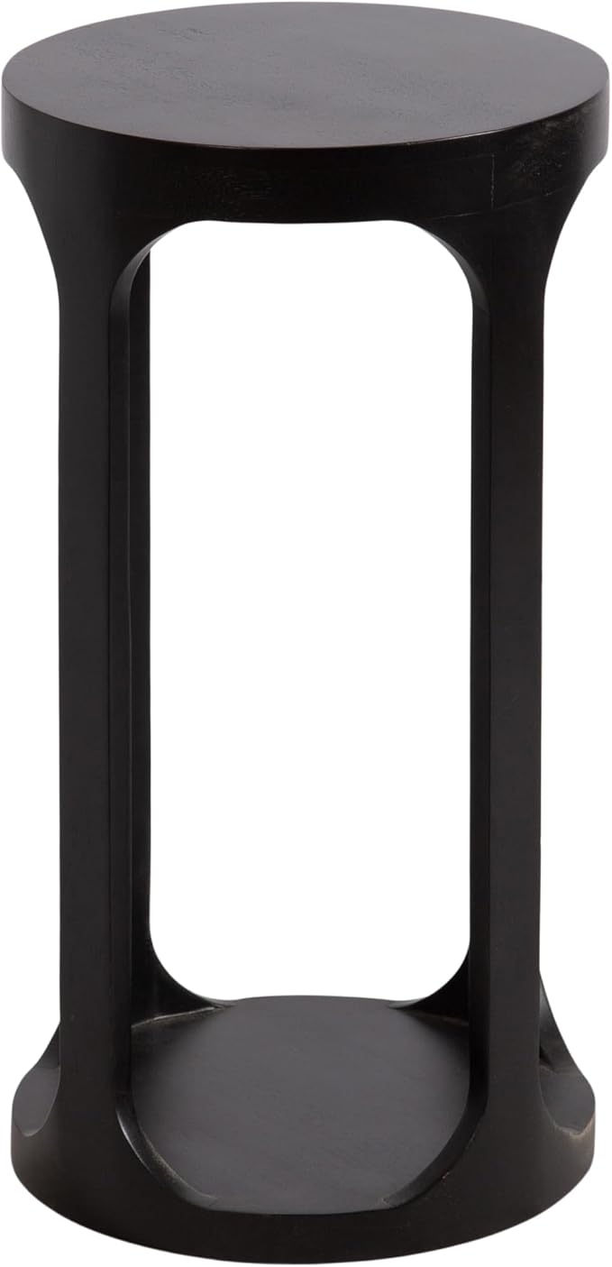 Kate and Laurel Dahl Modern Slatted Wooden Round Drink Table; 12 x 23; Black; - Image 8