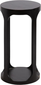Kate and Laurel Dahl Modern Slatted Wooden Round Drink Table; 12 x 23; Black; - Image 8