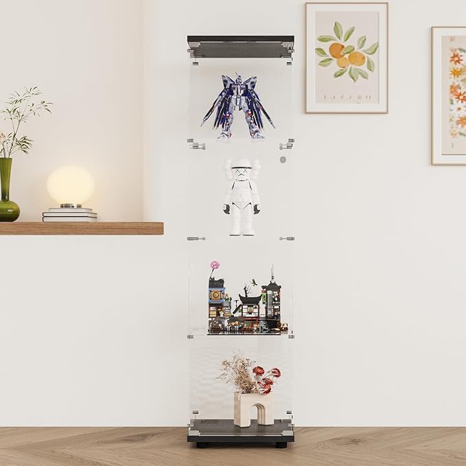 Display Cabinet with Glass Door and Lock, 4-Shelf Fast Installation Curio - Image 3