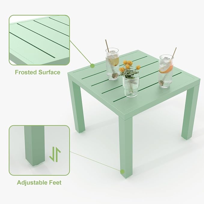 GarveeTech 3 PCS Outdoor Bistro Set, Stackable Modern Metal Steel Table and - Image 3