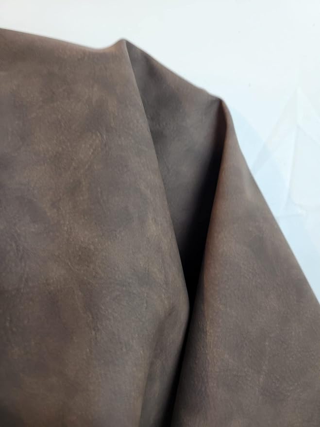 NAT Leathers | Dark Brown Tumbled Nubuck Calf Soft Faux Vegan Leather PU | 10 - Image 5