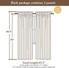 Chyhomenyc White Sheer Curtains 84 Inches Long 2 Panels, Light Filtering White - Image 2