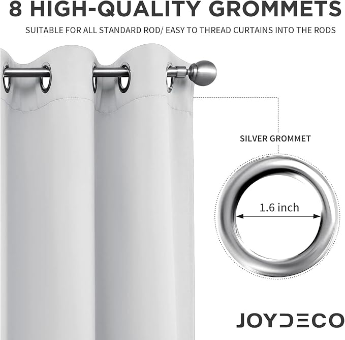 Joydeco White Curtains 108 Inches Long 2 Panels Set, Thermal Insulated Long - Image 2