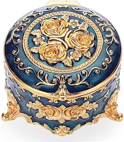 Hipiwe Antique Metal Jewelry Box Ring Earring Treasure Chest Case, Small by Hipiwe