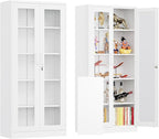 Locking Display Cabinet with Glass Door, 71”H Metal Curio Cabinets with by AFAIF