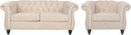 RARZOE Chesterfield Loveseat Sofa Set, 1+2 Seater - Image 4