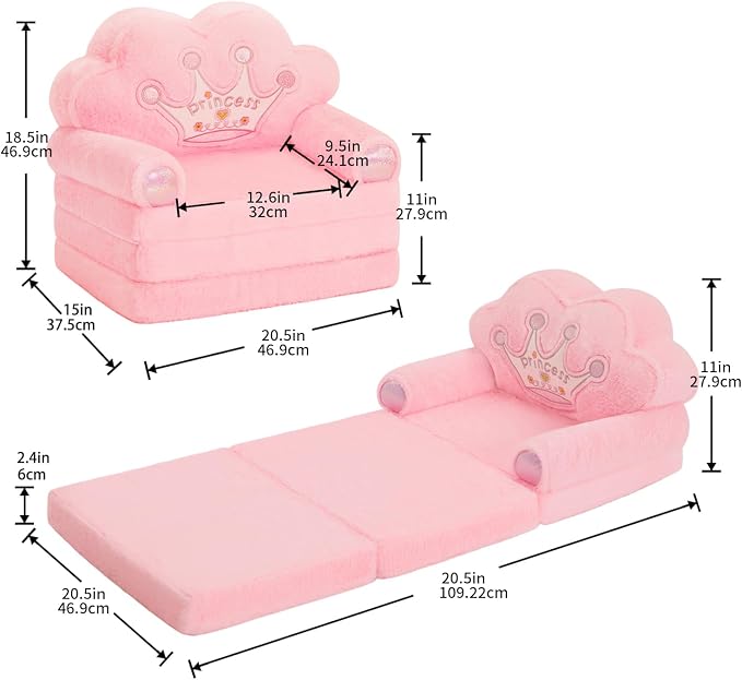 MOONBEEKI Toddler Chair Comfy，Foldable Princess Couch - Image 3