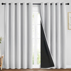 Yakamok Greyish White 100% Blackout Curtains 84 Inches Long, 2 Thick Layers | by Yakamok