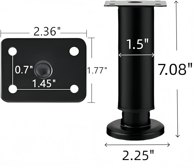 4PCS Adjustable 7.08-12.2 Inch Metal Furniture Legs Black Furniture Replacement - Image 2
