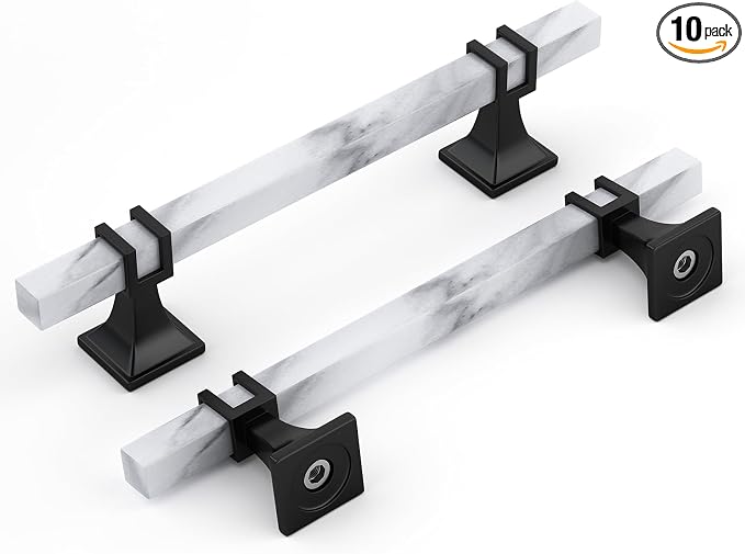 Rergy Cabinet Handles Marble Drawer Pulls and Knobs, T-Bar Hardware by Rergy