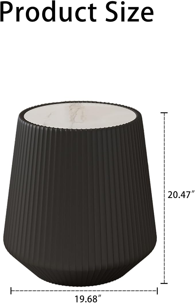 19.68" Round Marble End Table, Modern Cup Shaped Side Table - Image 2