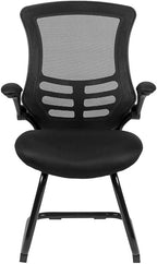 Flash Furniture Kelista Black Mesh Sled Base Side Reception Chair - Image 6