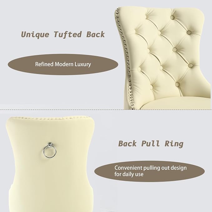 KCC Faux Leather Dining Chairs Set of 2, Upholstered High-end Tufted Dining - Image 6