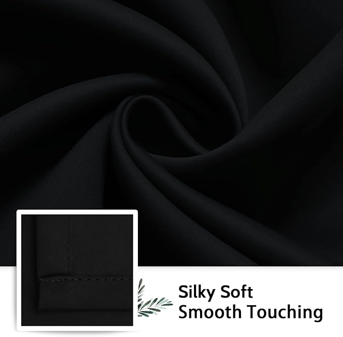SimpleHome Black 100% Blackout Curtains Room Darkening Living Room 63 Inch | - Image 7