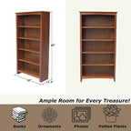 International Concepts, Solid Wood Bookcase 60" High, Adjustable Shelves - Image 2