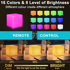 6-in LED Cube Night Light, Rechargeable LED Light Cube w/Remote, Dimmable 16 - Image 2