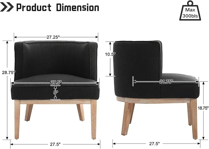 Gray Barrel Chair, Small Round Accent Chair, Comfy Linen Accent Chair - Image 2