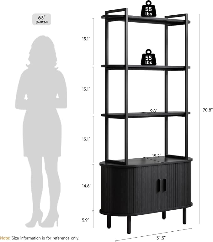 ONBRILL 71" Tall Bookshelf, 4-Tier Book Shelf - Image 2