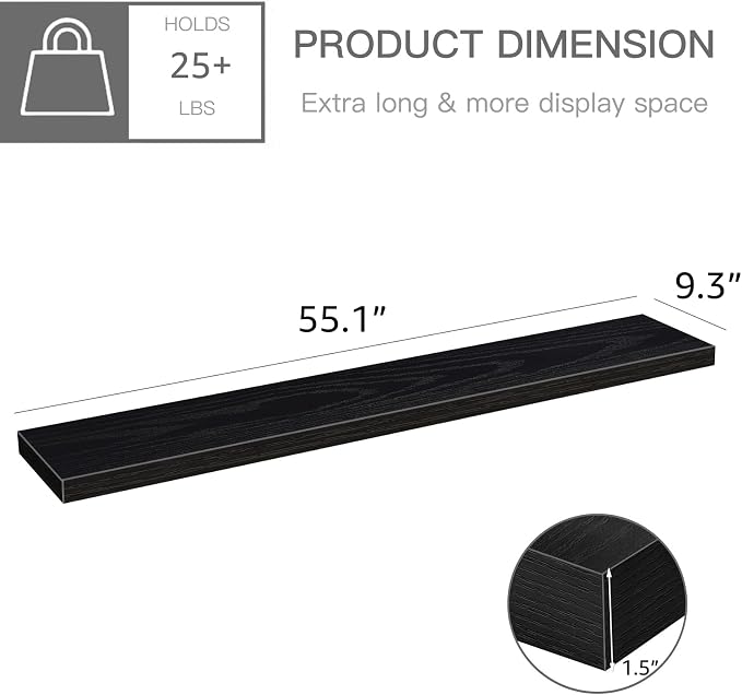 QEEIG Floating Shelves for Wall 55.1" Extra Long - Image 3