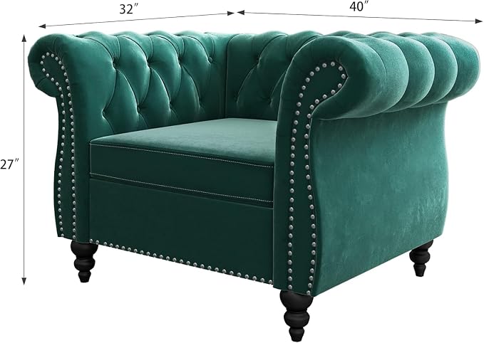 Mid-Century Sofa Chair, Velvet Accent Chair - Image 2