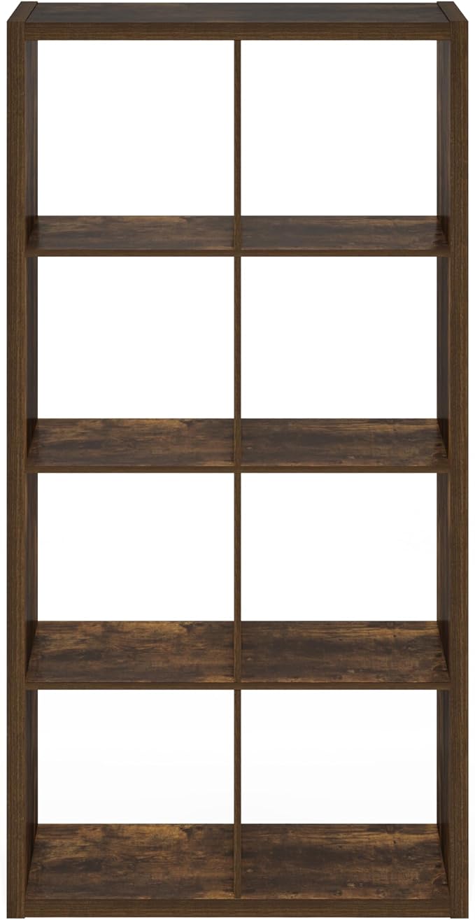 Furinno Cubicle Book Shelf, 8-Cube Bookshelf, Extra Thick Frame Horizontally & - Image 11