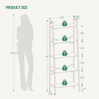 Hzuaneri Ladder Shelf, Bookshelf Bookcase, Freestanding Corner Storage Shelve - Image 2