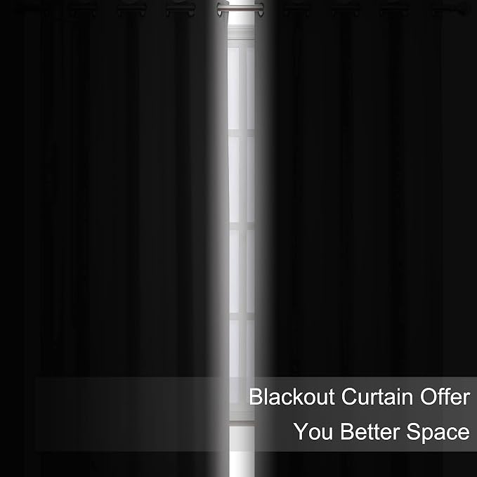Blackout Curtains 42 x 95 inch/Light Grey Curtains Set of 2 Panels/Thermal - Image 3