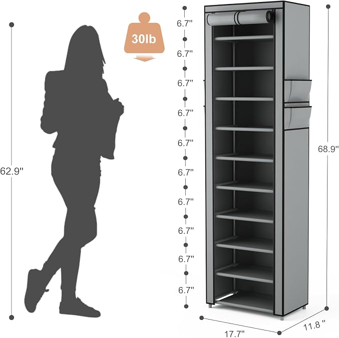 VTRIN Vertical Narrow Shoe Rack Organizer Tall Shoe Rack - Image 3