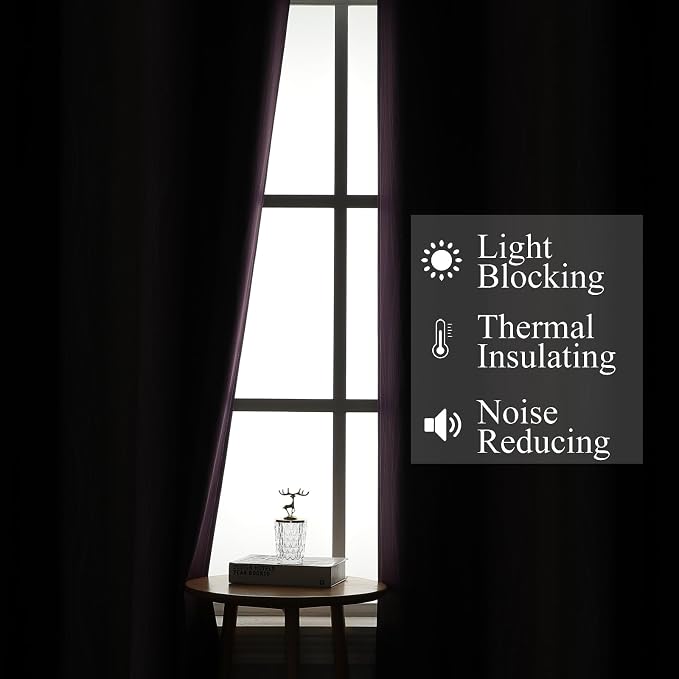 Black and Purple Ombre Blackout Curtains 54 Inch Length | Room Darkening - Image 3