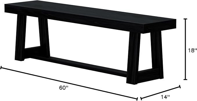 Plank+Beam 60 Inch Farmhouse Dining Bench, Solid Wood Entryway Bench, Wooden - Image 2