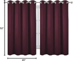 Blackout Curtains 52 x 45 inch/Burgundy Red Curtains Set of 2 Panels/Thermal - Image 10