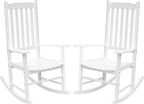 Flamaker Acacia Wood Patio Rocking Chair Set of 2, High Back and Widen Armrest by Flamaker