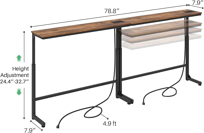 Kitstorack 2-Pack Rustic Brown Console Table, 7.9" Deep Panel, Adjustable - Image 3