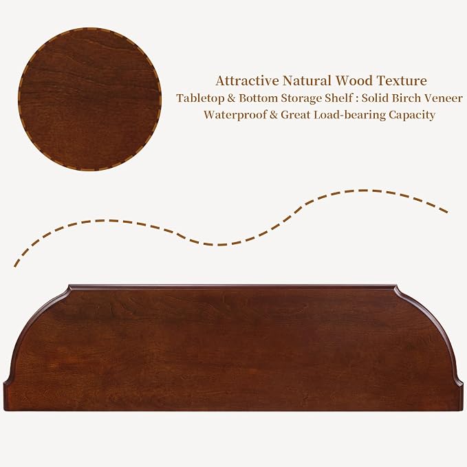 Solid Wood Retro Curved Console Table - Image 6