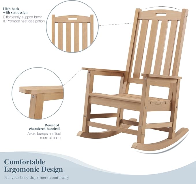 Psilvam Oversized Outdoor Rocking Chair, - Image 4