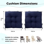 Set of 2 Patio Seat Cushions Square Wicker Seat Pads Waterproof Rocking Chair - Image 6