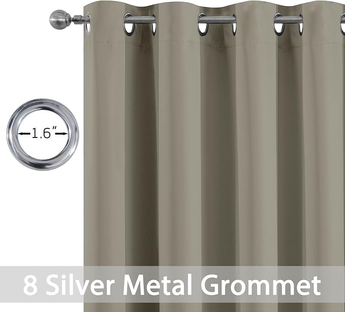 Yakamok Room Darkening Curtains 52x72 inch Length Taupe-Living Room | 2 panels - Image 2