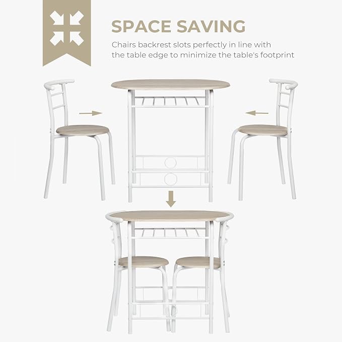 VINGLI 3 Piece Dining Set, Small Kitchen Table Set - Image 6