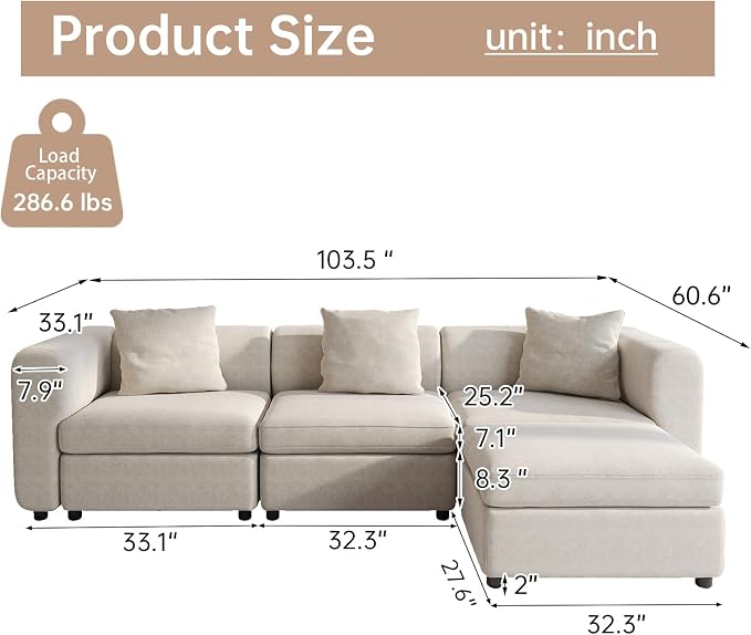 Guyii Velvet Sectional Sofa, Oversized 4-Seater L-Shaped Convertible Couch - Image 2