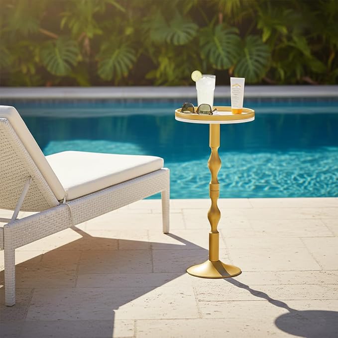 Small Round Gold Side Table, Drink Table - Image 2
