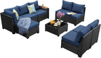 Jing's Villa 9-Piece Patio Furniture Set, All-Weather Outdoor Wicker Sectional - Image 9