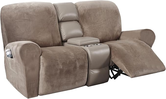 H.VERSAILTEX Velvet Stretch Recliner Couch Covers 6-Pieces Recliner Loveseat by HVERSAILTEX